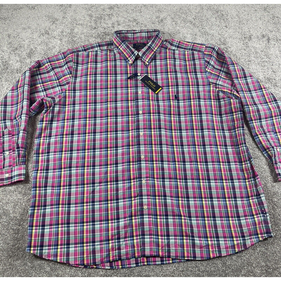 Polo Ralph Lauren Button Down Shirt Mens 3XB Performance Plaid Wicking Cooling - Picture 2 of 15